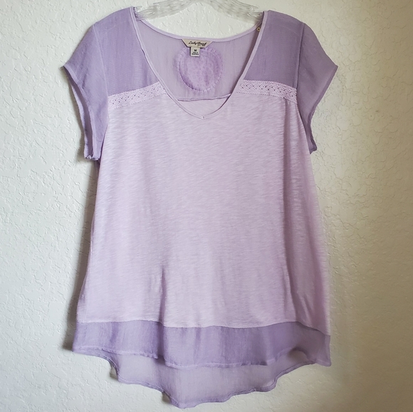 LUCKY BRAND LAVENDER BOHO TOP size L - Picture 2 of 9